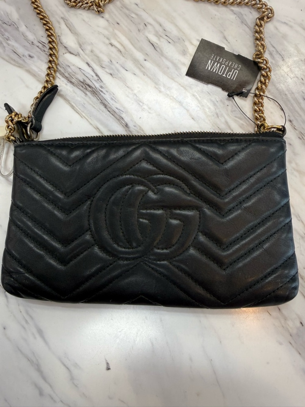 Gucci Black Chevron Quilted Leather Crossbody with Gold Hardware - Picture 3 of 16